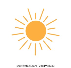 Sun icon isolated on white background. Sunshine, Sunset. Solar icon. Decorative circle full. Vector illustration