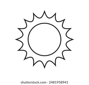 Sun icon isolated on white background. Sunshine, Sunset. Solar icon. Decorative circle full. Vector illustration