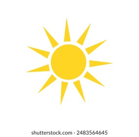 Icône de soleil isolée sur fond blanc. Soleil, coucher du soleil. Icône solaire. Cercle décoratif plein. illustration vectorielle 