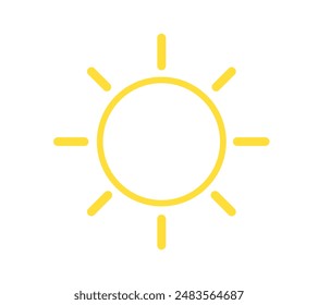 Icône de soleil isolée sur fond blanc. Icône à plat de luminosité. Icône solaire. Cercle décoratif plein. illustration vectorielle 