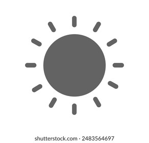 Icône de soleil isolée sur fond blanc. Icône à plat de luminosité. Icône solaire. Cercle décoratif plein. illustration vectorielle 