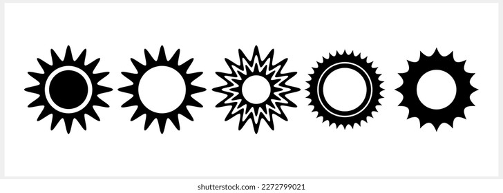Sun icon isolated. Stencil clip art. Vector stock illustration. EPS 10