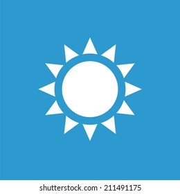 sun icon, isolated, white on the blue background. Exclusive Symbols 