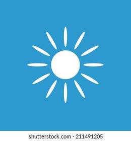 sun icon, isolated, white on the blue background. Exclusive Symbols 