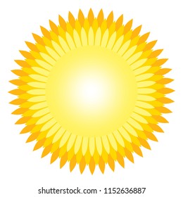 Sun icon with jags as vector on a isolated background