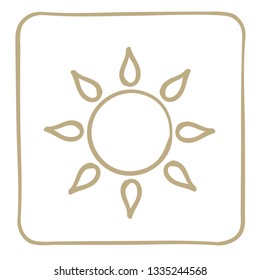 Sun - icon in a light brown frame. Vector graphics.