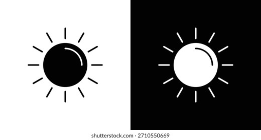 Traçado editável da arte de linha de ícone Sun e coleção sólida para design de aplicativo