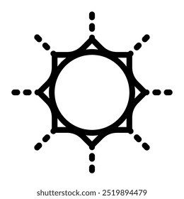 Sun icon line art style. Isolated on white background