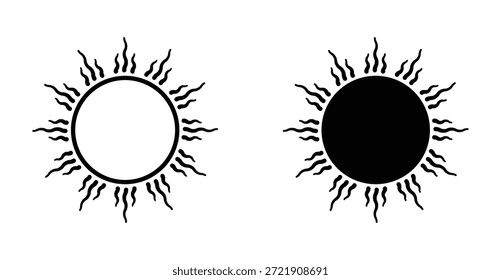 Icono de Sol. Línea con trazo editable y plano para el Web