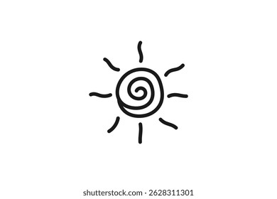sun icon line hand drawing