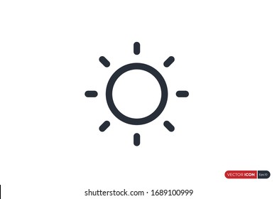 Sun Icon Line isolated on White Background. Flat Vector Icon Design Template Element.