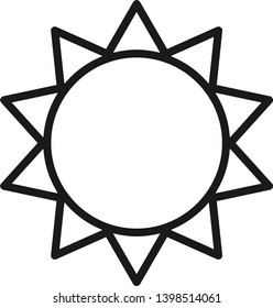 Sun Icon in line style. Summer time symbol illustration. Brightness and contrast setting icon.