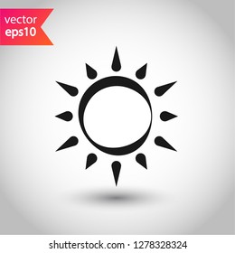 Sun icon. Sun line icon. Sunshine vector sign. EPS 10 sunny symbol. Weather forecast sun outline sign design. Sunlight with ray pictogram