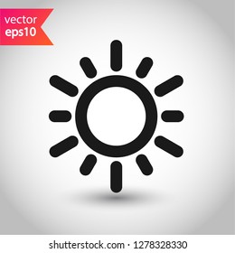 Sun icon. Sun line icon. Sunshine vector sign. EPS 10 sunny symbol. Weather forecast sun outline sign design. Sunlight with ray pictogram