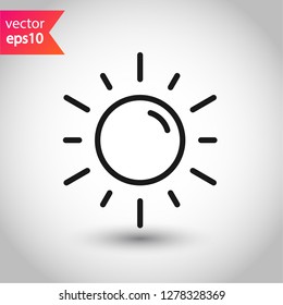 Sun icon. Sun line icon. Sunshine vector sign. EPS 10 sunny symbol. Weather forecast sun outline sign design. Sunlight with ray pictogram