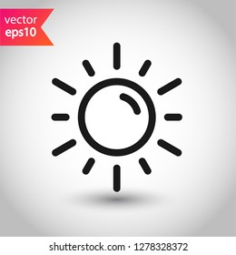 Sun Icon. Sun Line Icon. Sunshine Vector Sign. EPS 10 Sunny Symbol. Weather Forecast Sun Outline Sign Design. Sunlight With Ray Pictogram