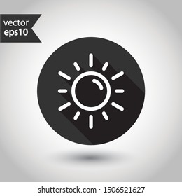 Sun icon. Sun line icon. Sunshine vector sign. EPS 10 sunny symbol. Weather forecast sun outline round sign design. Sunlight with ray pictogram with shadow