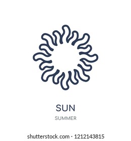 Sun icon. Sun linear symbol design from Summer collection. Simple outline element vector illustration on white background.