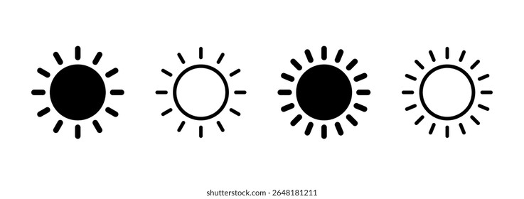 Diseño del logotipo del icono del sol. Signo y símbolo del brillo