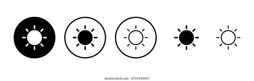 Design do logotipo do ícone da Sun. Símbolo e sinal de brilho