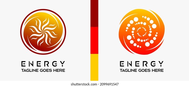 sun icon logo design template in circle. vector abstract logo illustration