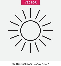 ícone do sol ou logotipo símbolo isolado vetor, ilustração linear preta plana para web e app..eps