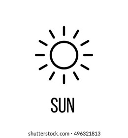 Sun icon or logo in modern line style. High quality black outline pictogram for web site design and mobile apps. Vector illustration on a white background. 