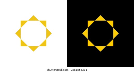 Sun icon logo shine light burst flat abstract background vector