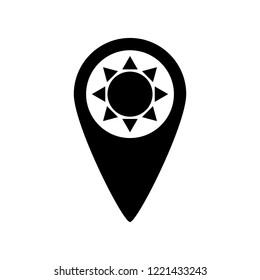 sun icon map pin icon, logo on white background