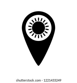 sun icon map pin icon, logo on white background
