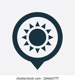 sun icon map pin on white background 