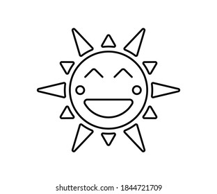 The sun icon. Meteorological conditions. A Sunny day in a linear fashion. Simple illustration in a flat style.