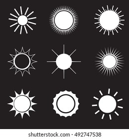 sun icon and moon isolated print symbol sign background tattoo collection weather icons white on black set of images vector pattern