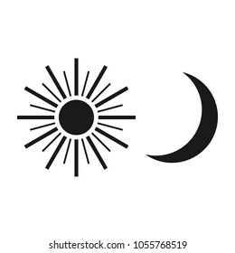 Sun icon, moon icon vector illustration.