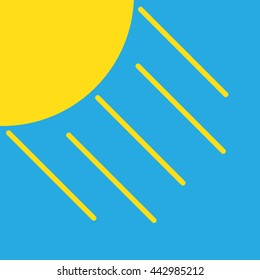 Sun icon on blue background.