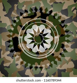 sun icon on camo pattern
