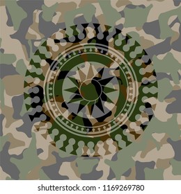 sun icon on camo pattern