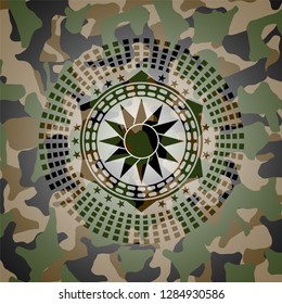 sun icon on camo texture