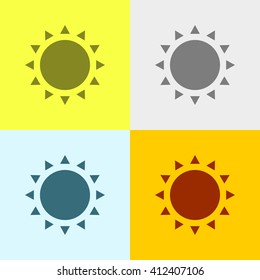 Sun Icon on Four Different Backgrounds. Eps-10.