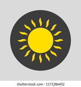 Sun icon on gray background. Vector illustration