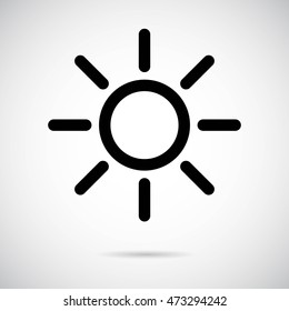 Sun icon on gray background. Vector art.