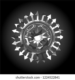 sun icon on grey camo pattern