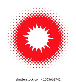 Sun icon on halftone round shape. Vector illustration