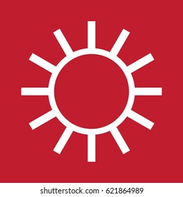Sun icon on red background