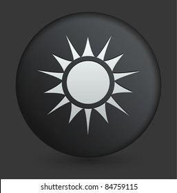 Sun Icon on Round Black Button Collection Original Illustration