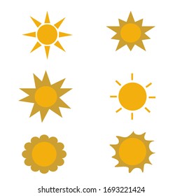 Sun icon on white background, vector