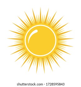 Icono de sol sobre el fondo blanco. ю de diseño plano