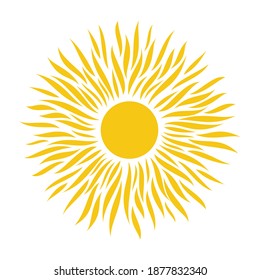 Sun icon on a white background. Isolated vector illustration in flat style.
