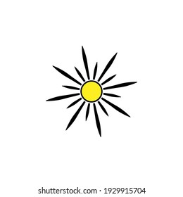 Sun Icon on white background, for Graphic Design Projects
