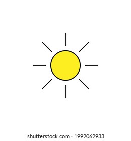 Icono de sol sobre fondo blanco, para proyectos de diseño gráfico
